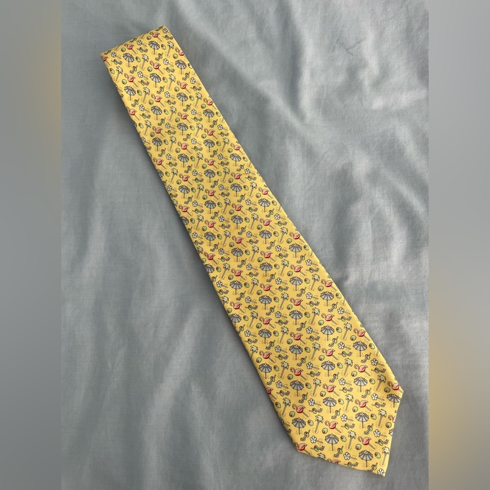 🫒⛱️ VINEYARD VINES Men’s silk Neck Tie w drink garnishes olive, umbrellas 🦩⛱️🫒